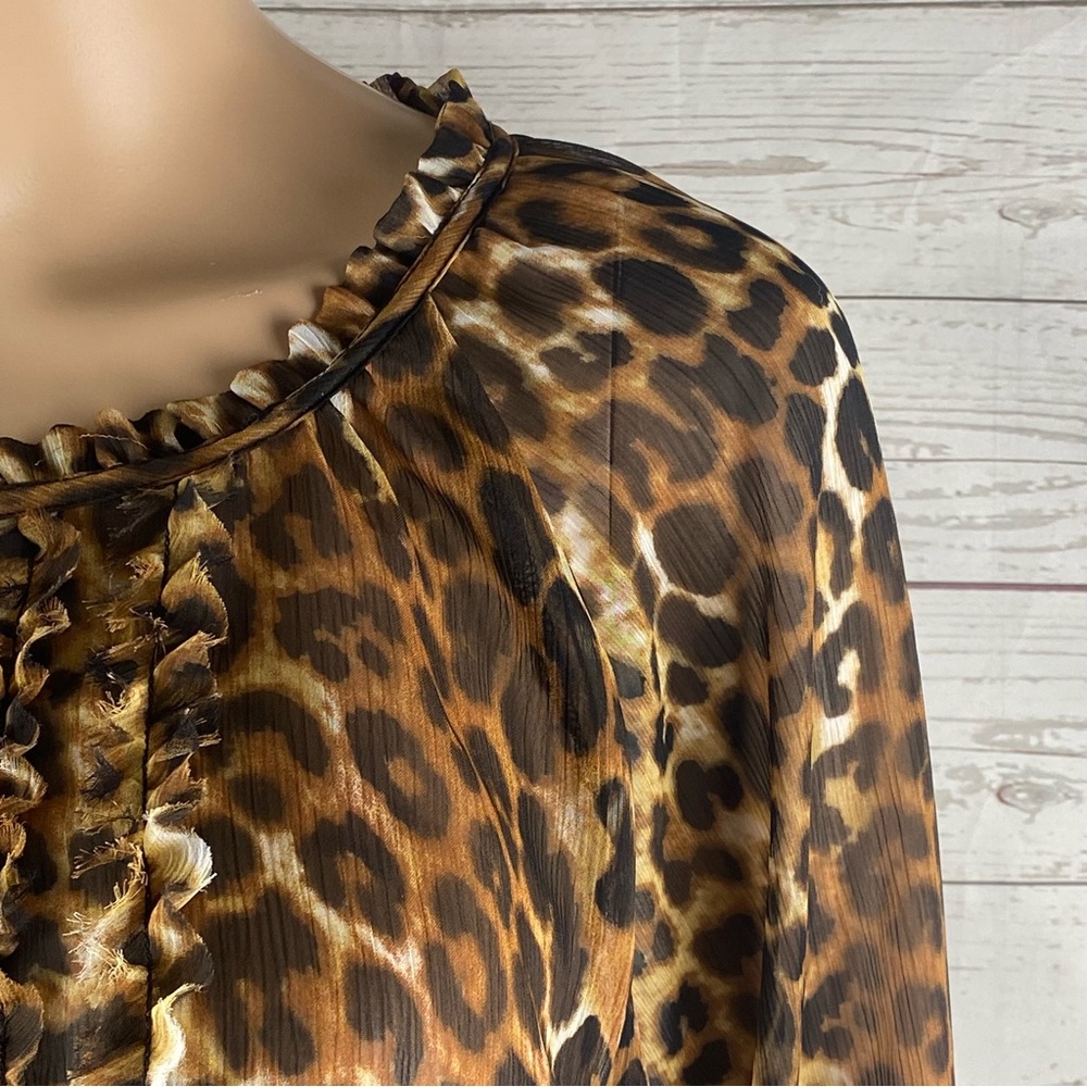 Express Sheer Leopard Print Blouse - image 4